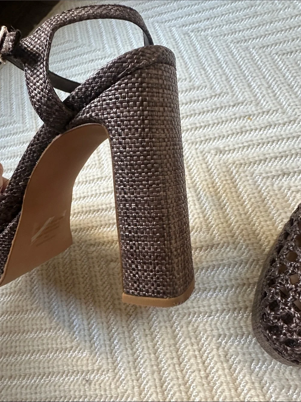 Steve Madden Brown Lexie Raffia Platform Heels
